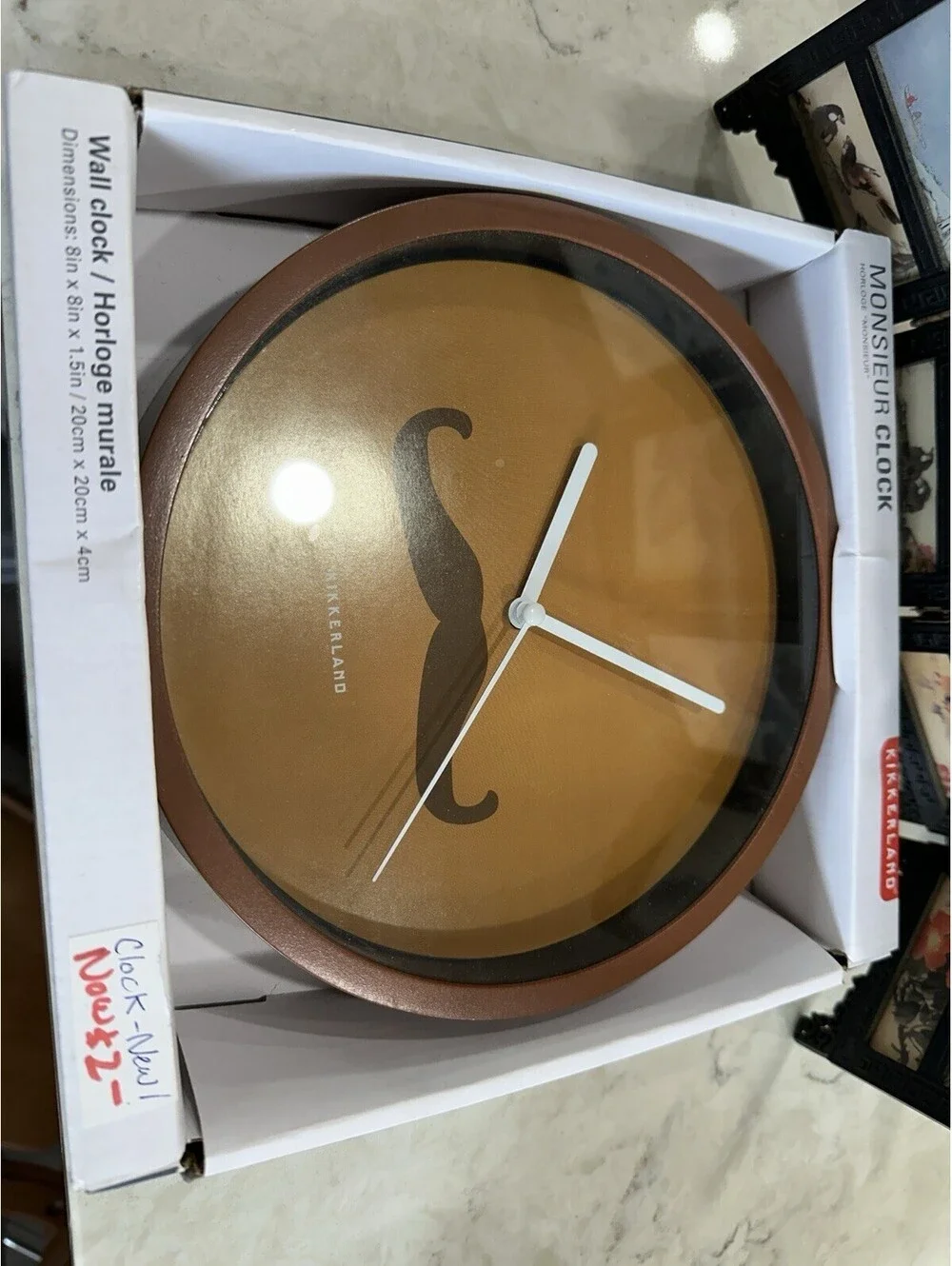 Kikkerland Monsieur Wall Clock NEW Battery Operated  8 Inches
